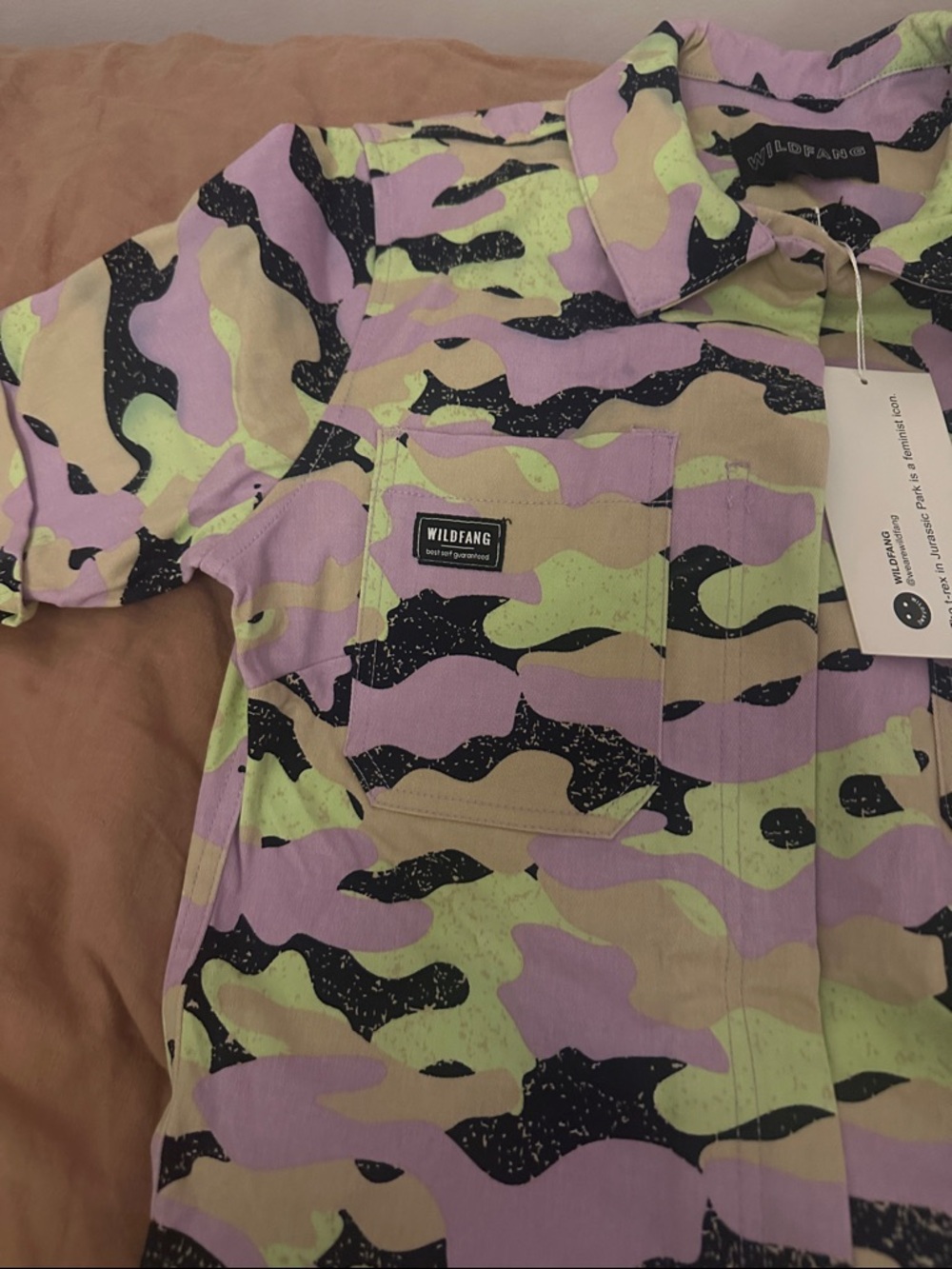 Wildfang Pastel ladies size S Camo Jumpsuit in Pink, Yellow, purple & Black NWT - Picture 4 of 9